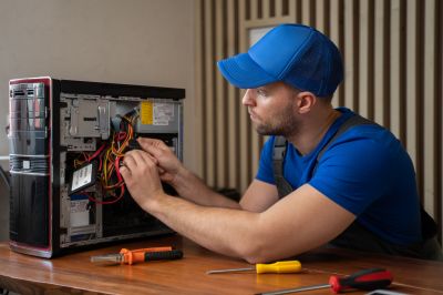 Technician Working on Setup